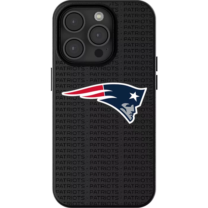 Keyscaper NFL Team Text Backdrop Case with MagSafe for iPhone 15 - New England Patriots