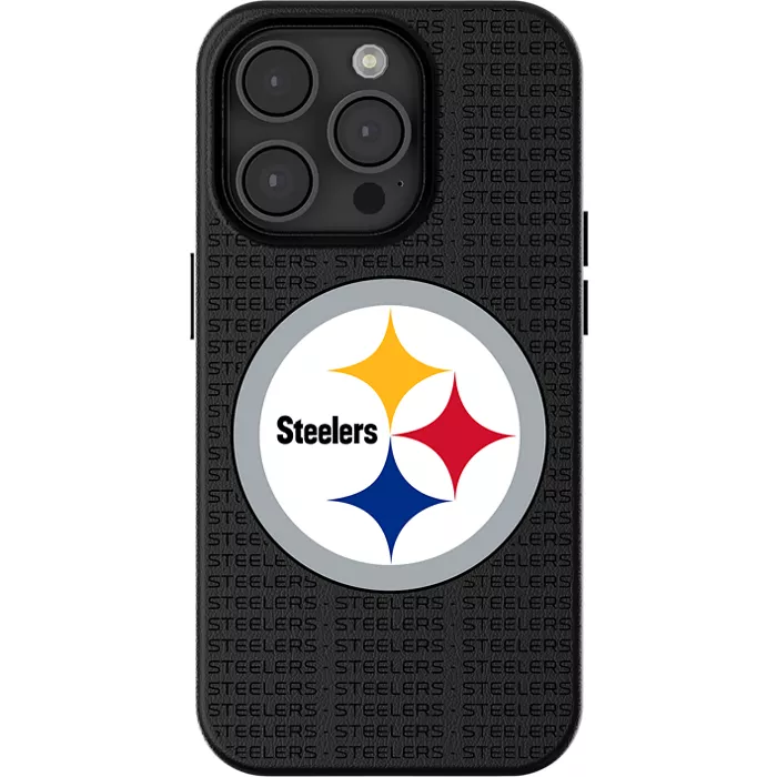 Keyscaper NFL Team Text Backdrop Case with MagSafe for iPhone 15 - Pittsburgh Steelers