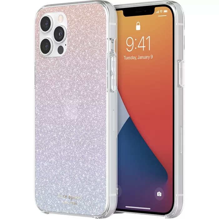 kate spade new york Protective Hardshell Case for iPhone 12 Pro Max - Ombre Glitter Pink/Translucent