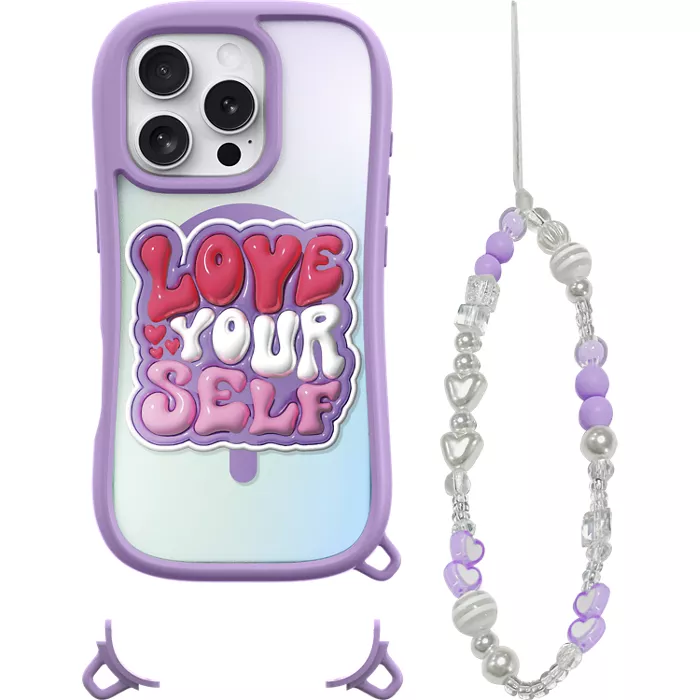 LAUT POP LOVIE Protective Case with MagSafe and Charm Bracelet for iPhone 16 Pro - Lovely Purple