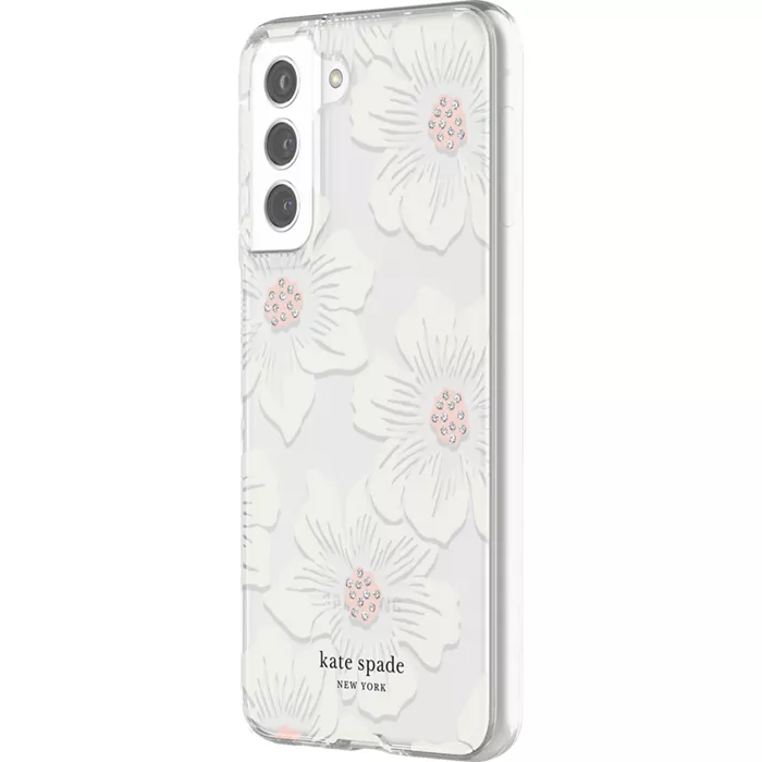 kate spade new york Protective Hardshell Case for Galaxy S21 FE 5G - Hollyhock Floral Clear