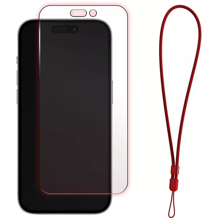 BodyGuardz Red Light Converter Glass Screen Protector with Lanyard for iPhone 17 Pro