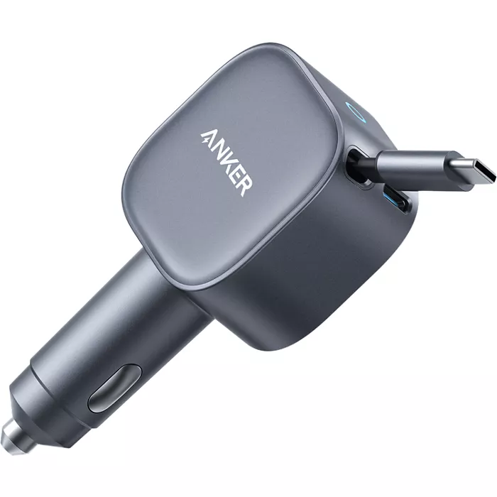 Anker Nano 75W Car Charger with Built-in Retractable USB-C Cable