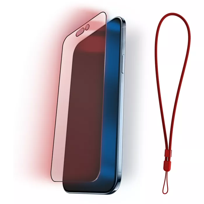 BodyGuardz Red Light Converter Glass Screen Protector with Lanyard for iPhone Air