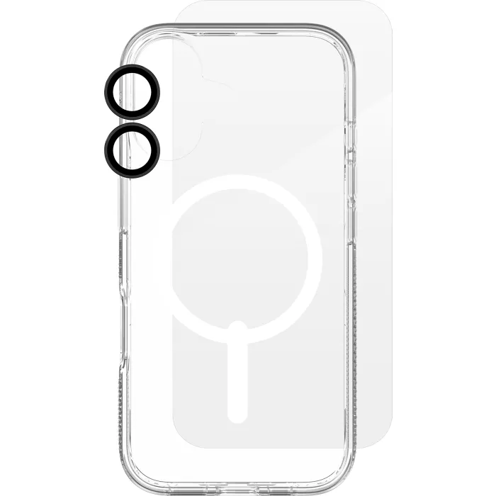 ZAGG 360 Protection Bundle Crystal Palace Snap Case InvisibleShield Glass XTR4 and Camera Ring for iPhone 16