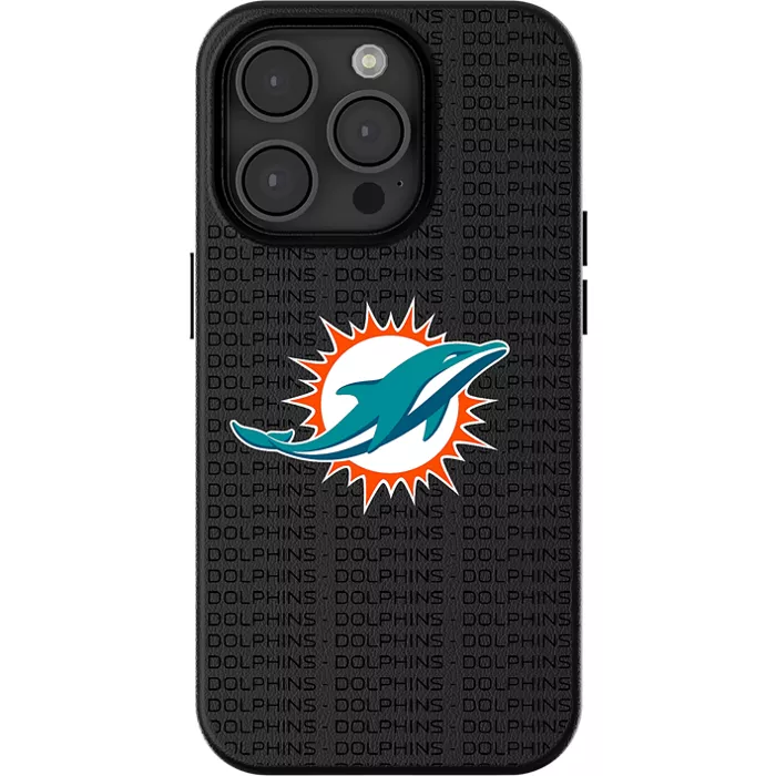 Keyscaper NFL Team Text Backdrop Case with MagSafe for iPhone 15 - Miami Dolphins