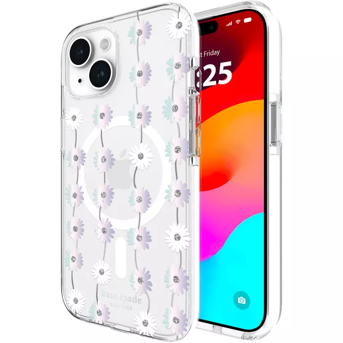 kate spade new york Tough Protective Case with MagSafe for iPhone 16e/15/14/13 - Daisy Chain/Iridescent