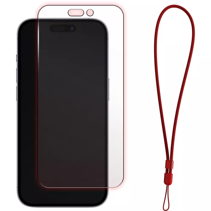 BodyGuardz Red Light Converter Glass Screen Protector with Lanyard for iPhone 17 Pro Max