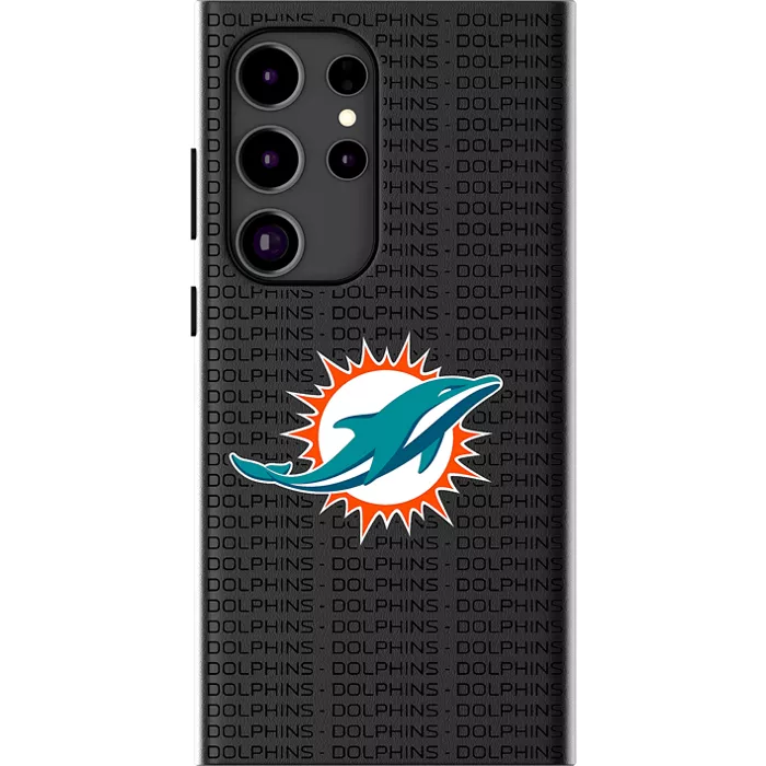 Keyscaper NFL Team Text Backdrop Case with Magnet for Galaxy S24 Ultra - Miami Dolphins
