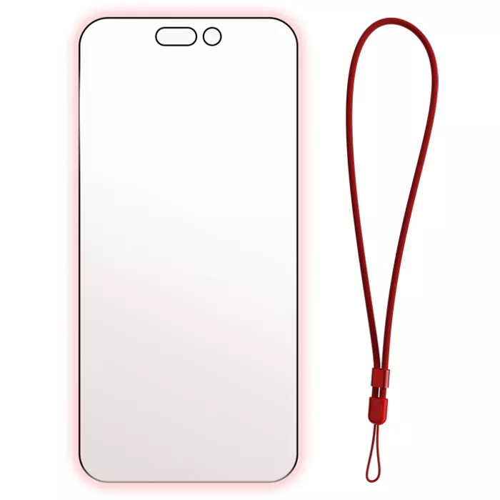 BodyGuardz Red Light Converter Glass Screen Protector with Lanyard for iPhone 17/iPhone 16 Pro