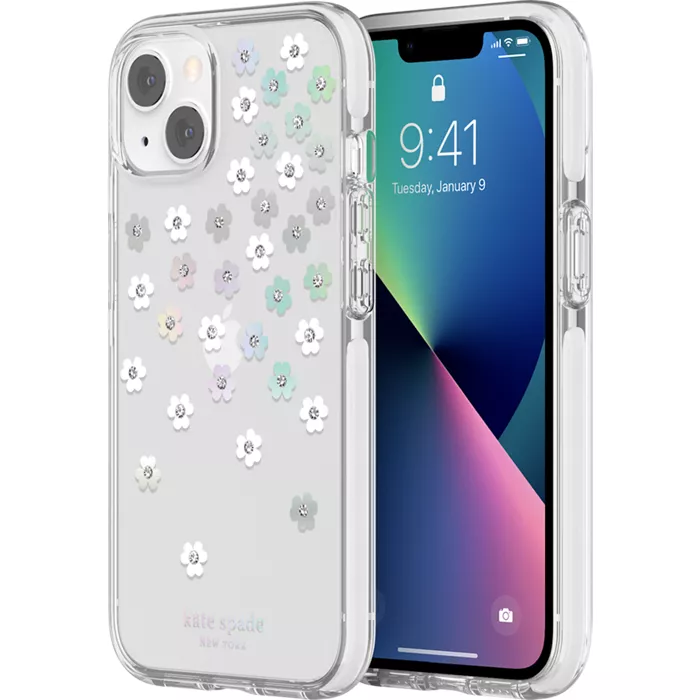 kate spade new york Defensive Hardshell Case for iPhone 13 - Scattered Flowers/Clear