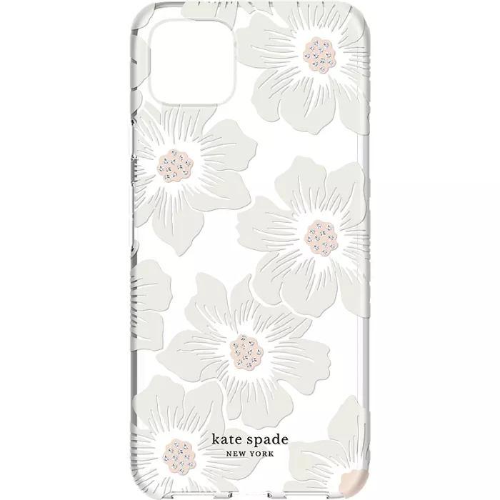 kate spade new york Protective Hardshell Case for Pixel 4 XL - Hollyhock Floral Clear/Cream with Stones