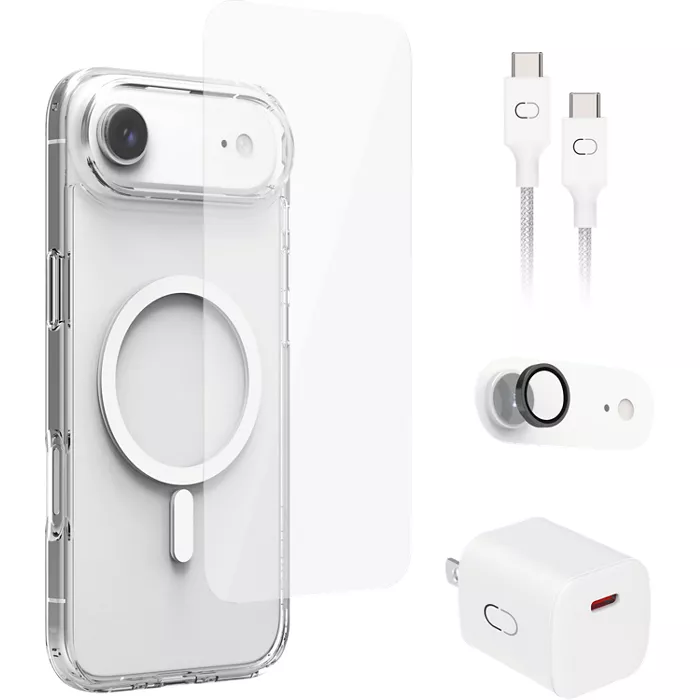 CRAFTED 5-in-1 Bundle Slim Clear Case with MagSafe, Screen Protector, Charging Bundle for iPhone Air