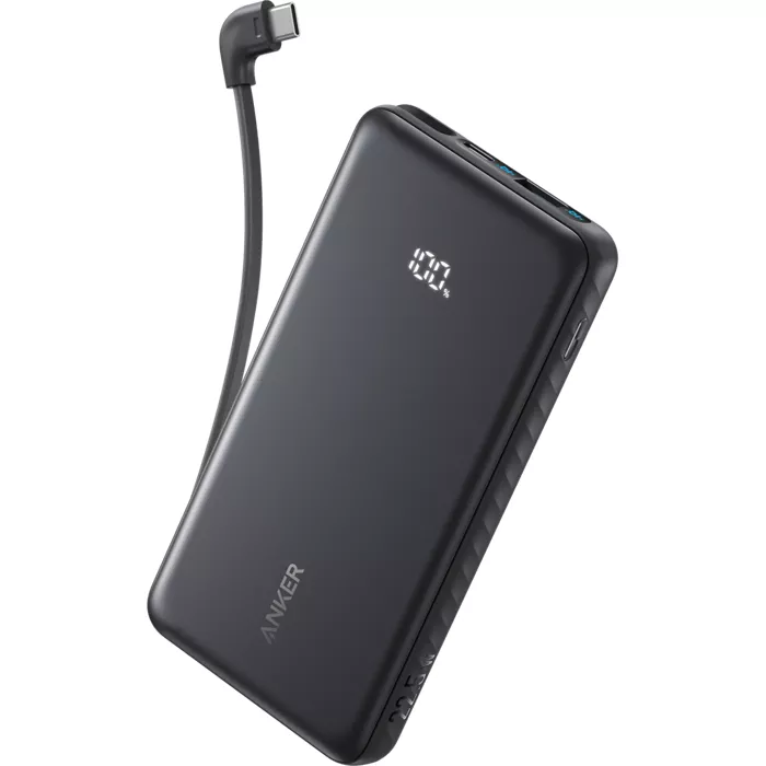 Anker 22.5W Power Bank with USB-C Ports and Built-In USB-C Cable