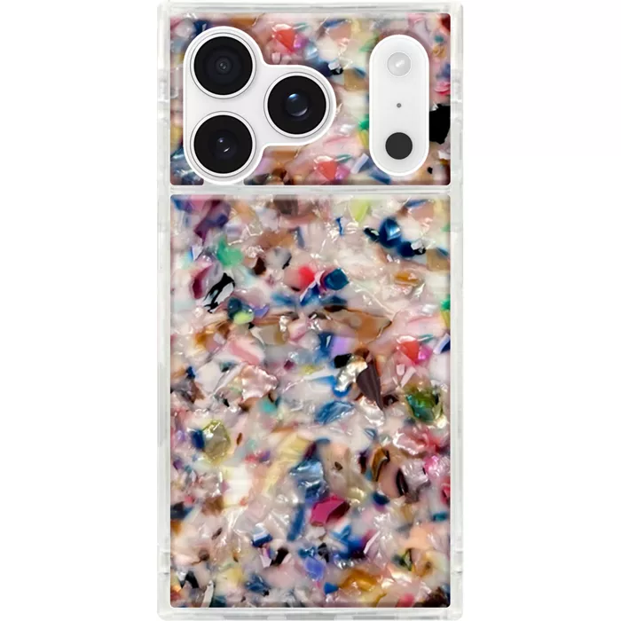 FLAUNT Square Case with MagSafe for iPhone 17 Pro - Rainbow Confetti Tortoise Shell
