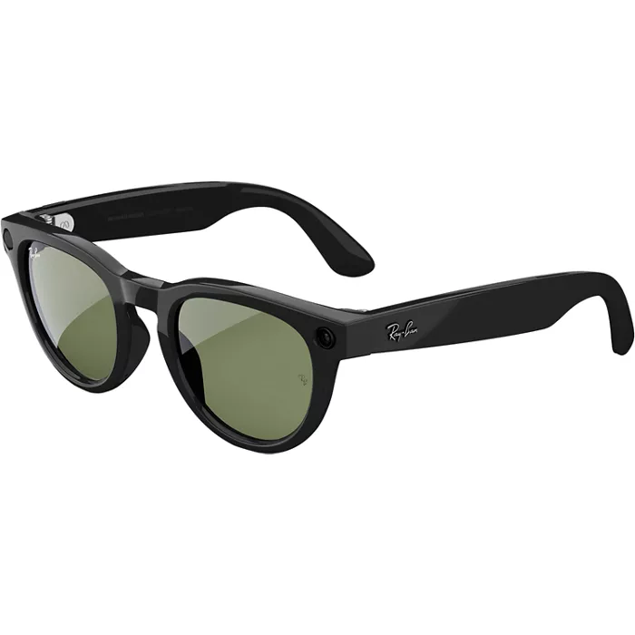 Ray-Ban Meta Headliner glasses Low Bridge Fit (Gen 1) with Meta AI - Shiny Black/Green lenses