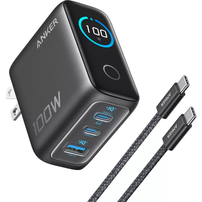 Anker Zolo 100W 3-Port Wall Charger with Smart Display