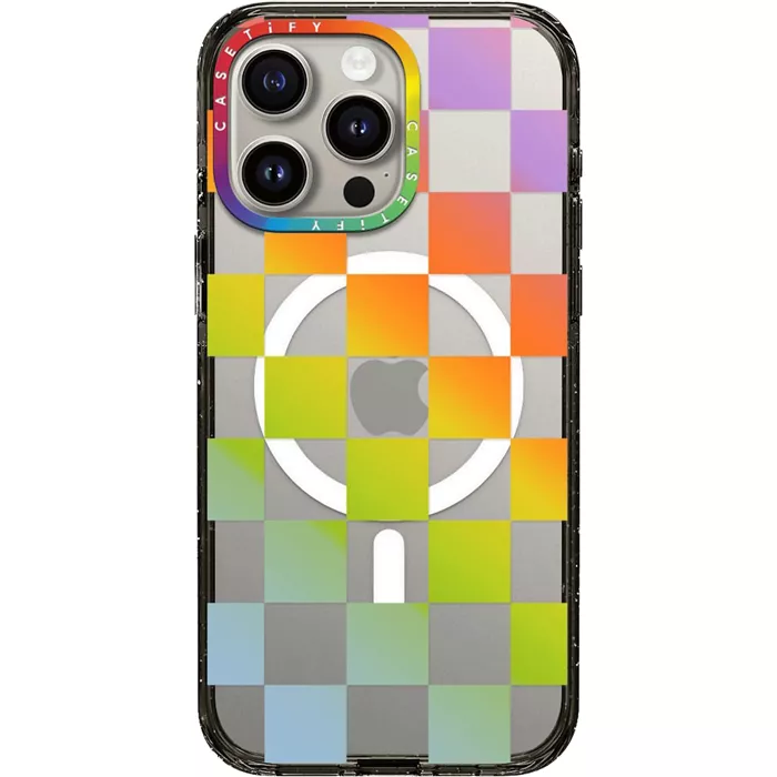 CASETiFY Pride Impact Case with MagSafe for iPhone 15 Pro Max - Rainbow Check Mate